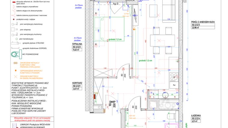 Rzut - Mieszkanie na sprzedaż 2 pokoje o powierzchni 45,19 m² - numer B.2.2 w Piekary 18
