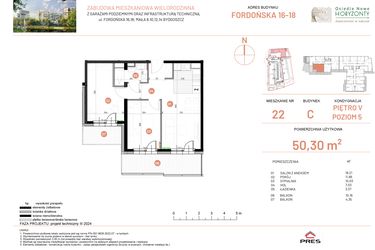 Rzut - Mieszkanie na sprzedaż 3 pokoje o powierzchni 50,3 m² - numer 16.22 w Osiedle Nowe Horyzonty etap II