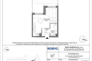 Rzut - Mieszkanie na sprzedaż 1 pokój o powierzchni 30,78 m² - numer A.0M04 w Leszczyńskich 2