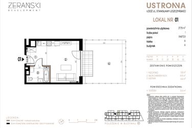 Rzut - Mieszkanie na sprzedaż 1 pokój o powierzchni 27,79 m² - numer A001 w Ustronna