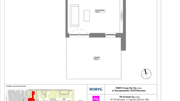 Rzut - Mieszkanie na sprzedaż 1 pokój o powierzchni 29,05 m² - numer MLAD/B/0/1 w Metro Life Apartamenty CD