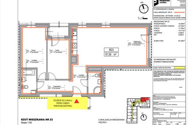 Rzut - Mieszkanie na sprzedaż 3 pokoje o powierzchni 81,59 m² - numer 3.23 w Czerwieńskiego 3