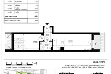 Rzut - Mieszkanie na sprzedaż 2 pokoje o powierzchni 42,61 m² - numer B-4-40 w Zamieszkaj na Rudawskiej 5