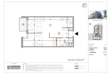 Rzut - Mieszkanie na sprzedaż 1 pokój o powierzchni 46,59 m² - numer A4/2 w 5th Avenue Apartments