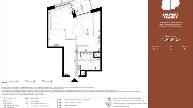 Rzut - Mieszkanie na sprzedaż 1 pokój o powierzchni 37,13 m² - numer I1.A.04.07 w Bulwary Praskie etap I i J