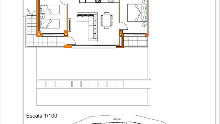 Rzut - Mieszkanie na sprzedaż 3 pokoje o powierzchni 88,56 m² - numer 93 w Xeresa del Monte