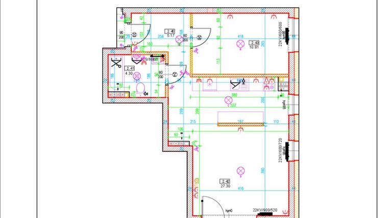 Rzut - Mieszkanie na sprzedaż 2 pokoje o powierzchni 47,58 m² - numer D24 w Osiedle Zuchów