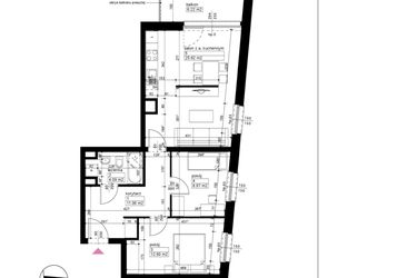 Rzut - Mieszkanie na sprzedaż 3 pokoje o powierzchni 62,34 m² - numer B/1/2/7 w Malta Wołkowyska etap III
