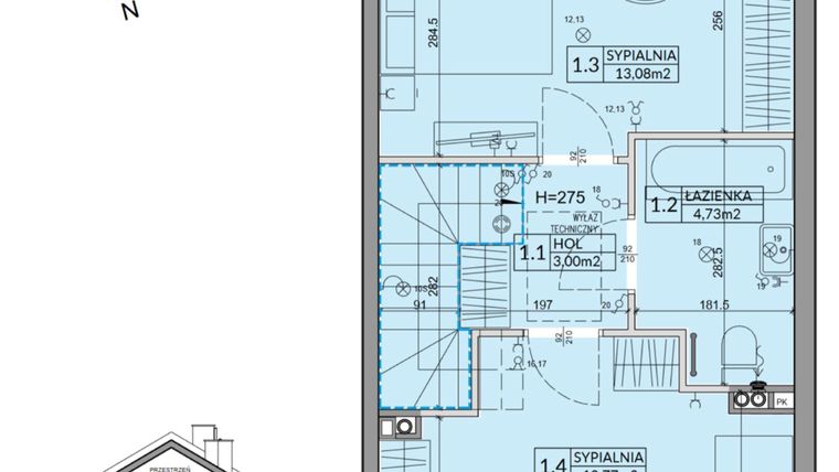Rzut - Dom na sprzedaż 3 pokoje o powierzchni 72,53 m² - numer 65B w Nova Magdalenka 7 etap VII-VIII