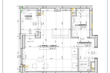 Rzut - Mieszkanie na sprzedaż 1 pokój o powierzchni 32,93 m² - numer B42 w Nowe Centrum Południowe etap IV