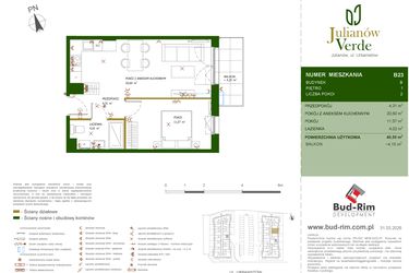 Rzut - Mieszkanie na sprzedaż 2 pokoje o powierzchni 40,5 m² - numer 23 w Julianów Verde II