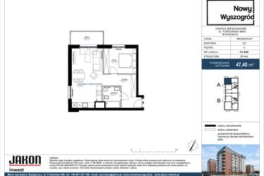 Rzut - Mieszkanie na sprzedaż 2 pokoje o powierzchni 47,4 m² - numer C3.A20 w Nowy Wyszogród etap III