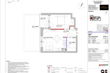 Rzut - Mieszkanie na sprzedaż 2 pokoje o powierzchni 37,85 m² - numer 8.A001 w Ursus Centralny etap VI