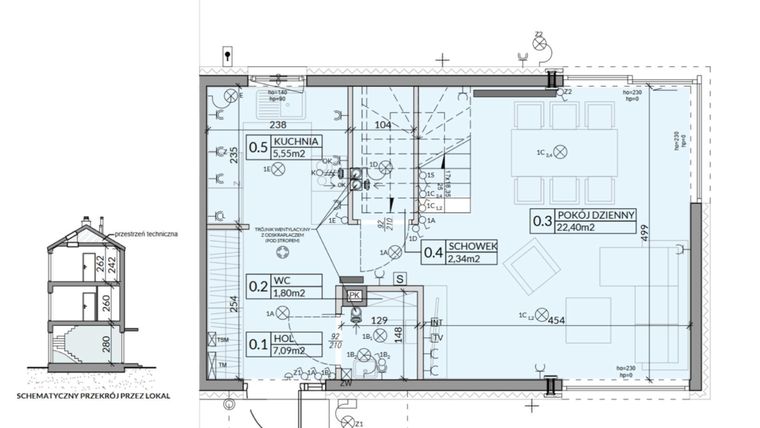 Rzut - Dom na sprzedaż 5 pokoi o powierzchni 116,81 m² - numer 1 w Wille Stolema