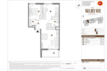 Rzut - Mieszkanie na sprzedaż 2 pokoje o powierzchni 56,74 m² - numer A.4 w Osiedle Wilno VIII