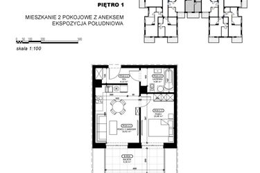 Rzut - Mieszkanie na sprzedaż 2 pokoje o powierzchni 35,92 m² - numer C2-M16 w Stacja Łódź V – etap C2