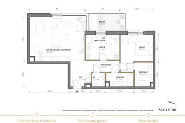 Rzut - Mieszkanie na sprzedaż 3 pokoje o powierzchni 79,17 m² - numer B/0/3 w Kopernika 71