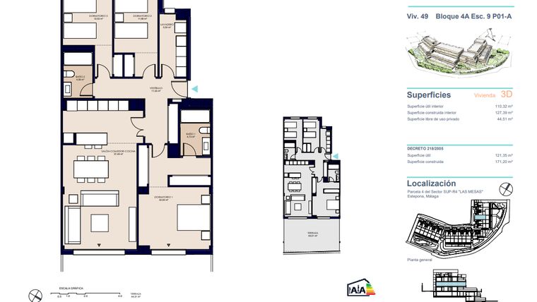 Rzut - Mieszkanie na sprzedaż 3 pokoje o powierzchni 158 m² - numer 4A91A w South Sand Las Mesas