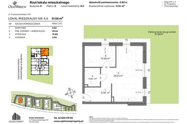 Rzut - Mieszkanie na sprzedaż 2 pokoje o powierzchni 51,56 m² - numer A.5 w Och!Widzew