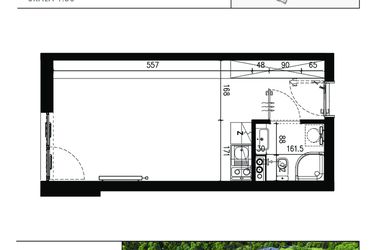 Rzut - Mieszkanie na sprzedaż 1 pokój o powierzchni 25,14 m² - numer AB.3.069 w Nadolnik Compact Apartments etap III