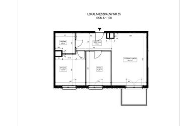 Rzut - Mieszkanie na sprzedaż 3 pokoje o powierzchni 57,49 m² - numer A.55 w Urzecze II