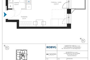 Rzut - Mieszkanie na sprzedaż 1 pokój o powierzchni 27,16 m² - numer A1/4M08 w Sky Point - Apartamenty Inwestycyjne