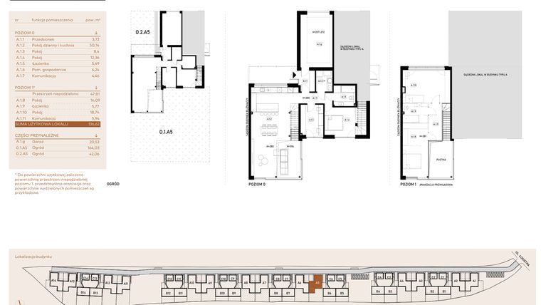 Rzut - Mieszkanie na sprzedaż 5 pokoi o powierzchni 136,6 m² - numer A.1.A5 w Łokietka Park Lane