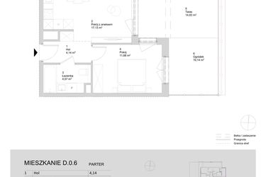 Rzut - Mieszkanie na sprzedaż 2 pokoje o powierzchni 37,72 m² - numer D.0.6 w ATAL Parkowa