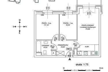 Rzut - Mieszkanie na sprzedaż 3 pokoje o powierzchni 48,87 m² - numer M17 w Osiedle Mała Dziesiąta etap II