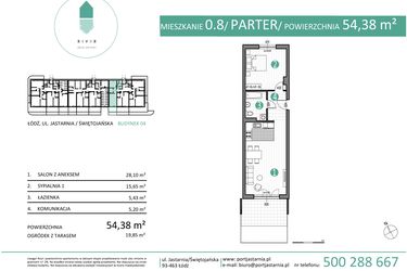 Rzut - Mieszkanie na sprzedaż 2 pokoje o powierzchni 54,38 m² - numer 04.0.8 w Port Jastarnia bud. 01, 04