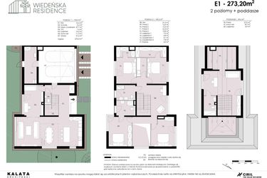 Rzut - Dom na sprzedaż 5 pokoi o powierzchni 273,2 m² - numer E1 w Wiedeńska Residence