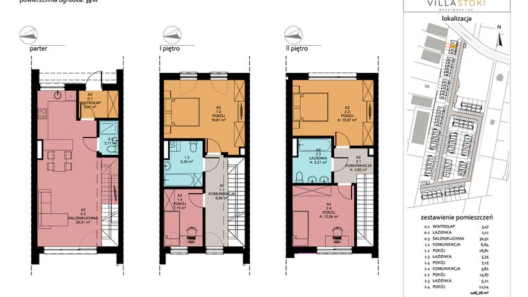 Rzut - Dom na sprzedaż 5 pokoi o powierzchni 108,78 m² - numer A2 w Villa Stoki (domy)