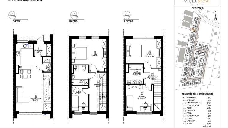 Rzut - Dom na sprzedaż 5 pokoi o powierzchni 108,78 m² - numer B4 w Villa Stoki (domy)