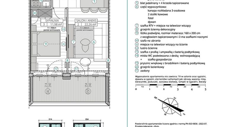 Rzut - Mieszkanie na sprzedaż 2 pokoje o powierzchni 42,87 m² - numer A.2.5 w Remedium