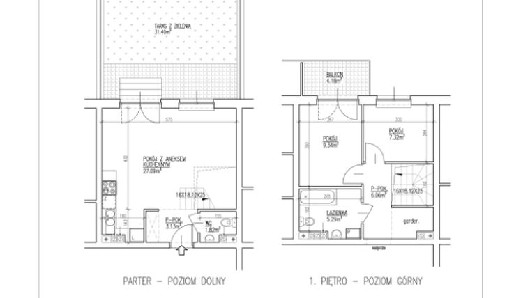 Rzut - Mieszkanie na sprzedaż 3 pokoje o powierzchni 60,05 m² - numer 31 w Północna 26
