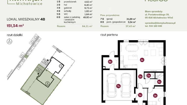 Rzut - Dom na sprzedaż 6 pokoi o powierzchni 151,34 m² - numer 4B w Michałowice Kwitnąca
