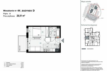 Rzut - Mieszkanie na sprzedaż 1 pokój o powierzchni 28,51 m² - numer D.M44 w Apartamenty Kopernika