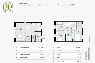 Rzut - Dom na sprzedaż 4 pokoje o powierzchni 78,47 m² - numer 46J/1 w Nowy Wołów etap II