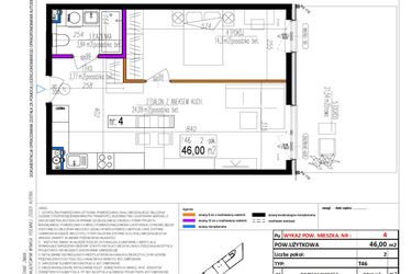 Rzut - Mieszkanie na sprzedaż 2 pokoje o powierzchni 46,01 m² - numer 4 w Strumykowa