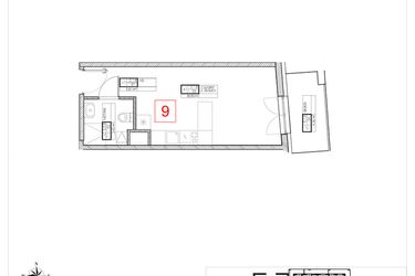 Rzut - Mieszkanie na sprzedaż 1 pokój o powierzchni 25,02 m² - numer C1.9 w Rezydencja Ogród Saski etap I i II