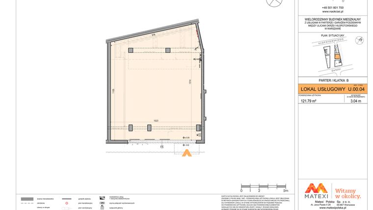 Rzut - Lokal użytkowy na sprzedaż 1 pokój o powierzchni 121,79 m² - numer U.00.04 w Na Okrzei