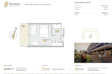 Rzut - Mieszkanie na sprzedaż 1 pokój o powierzchni 28,25 m² - numer H.2.10 w Harmony Resort