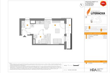 Rzut - Mieszkanie na sprzedaż 1 pokój o powierzchni 30 m² - numer F.49 w Apartamenty Literacka etap 2.3