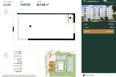 Rzut - Lokal użytkowy na sprzedaż 1 pokój o powierzchni 117,02 m² - numer LU5 w Wierzbowa 20