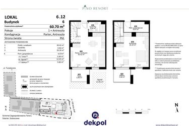 Rzut - Mieszkanie na sprzedaż 2 pokoje o powierzchni 60,7 m² - numer 6.12 w Pino Resort