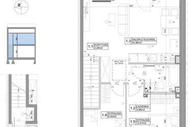 Rzut - Mieszkanie na sprzedaż 3 pokoje o powierzchni 61,95 m² - numer 18 w Boska Ksawerowska II