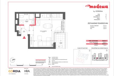 Rzut - Mieszkanie na sprzedaż 1 pokój o powierzchni 28 m² - numer A.115 w Modena II