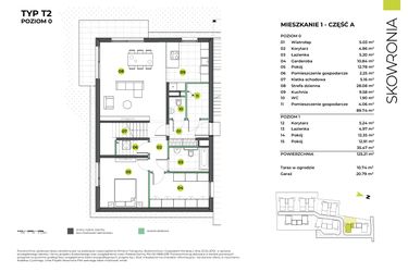 Rzut - Mieszkanie na sprzedaż 4 pokoje o powierzchni 146,03 m² - numer 1AL/1 w Skowronia