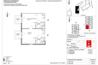 Rzut - Mieszkanie na sprzedaż 2 pokoje o powierzchni 55,03 m² - numer 16 w RZ21