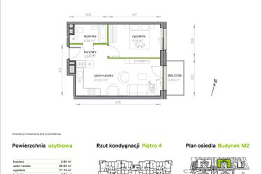 Rzut - Mieszkanie na sprzedaż 2 pokoje o powierzchni 39,35 m² - numer M2/1/4/40 w Przy Parku Vita
